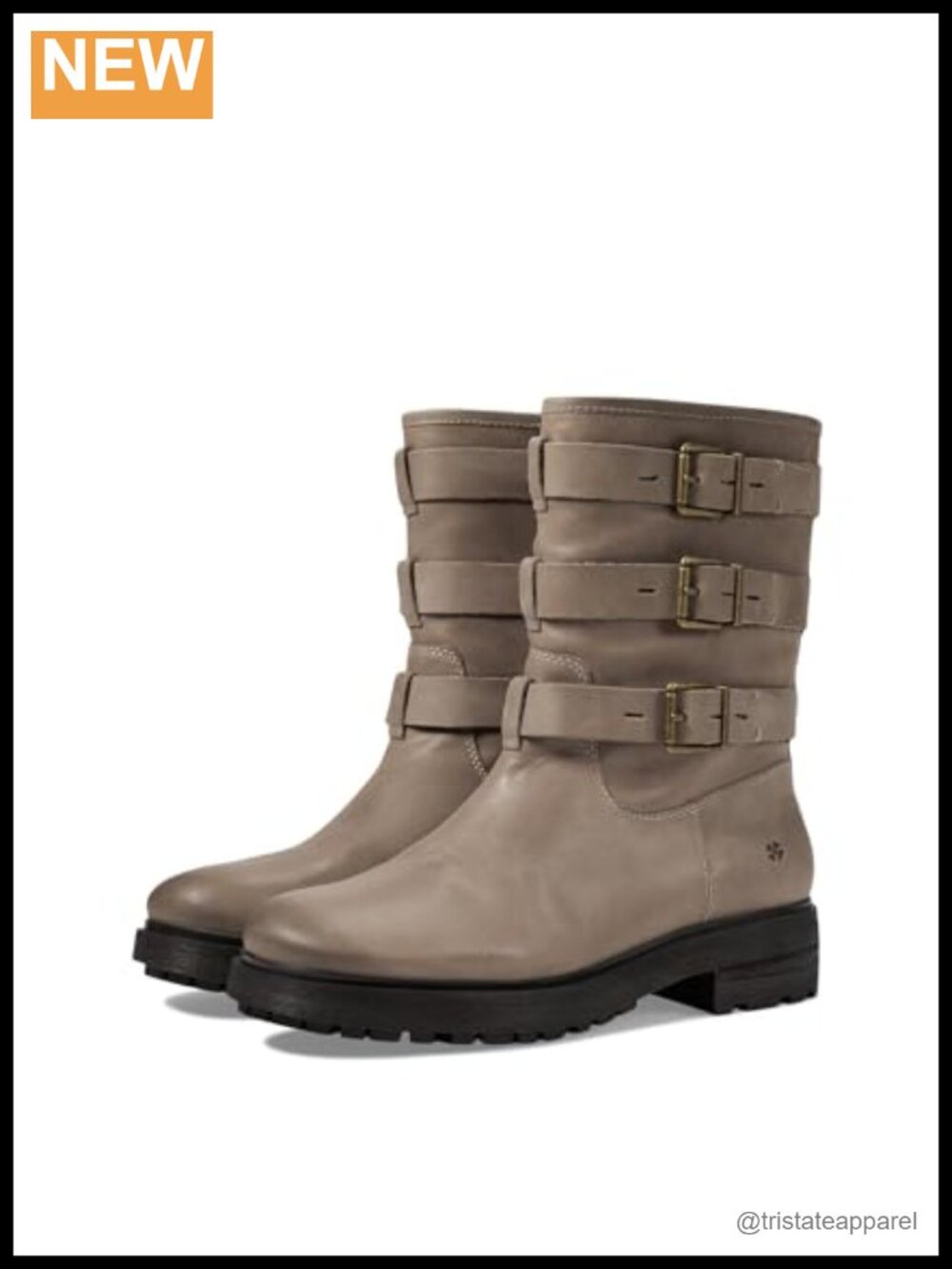 Leather Motorcycle Ankle Boots Almond Toe Block Heel Zip